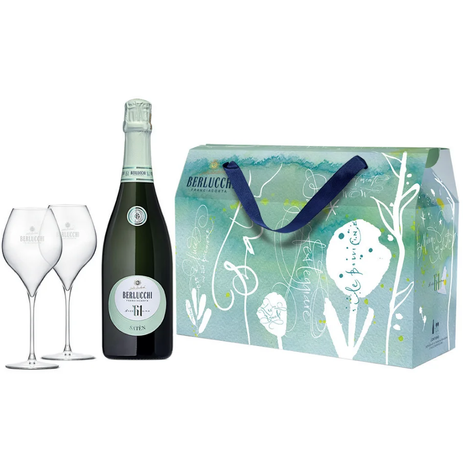 Pjenušavo vino Franciacorta 61 Saten Tote Bag Berlucchi + 2 čaše 0,75 l