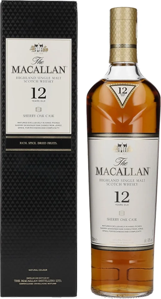 Škotski viski 12 Years Macallan Sherry oak + GB 0,7 l