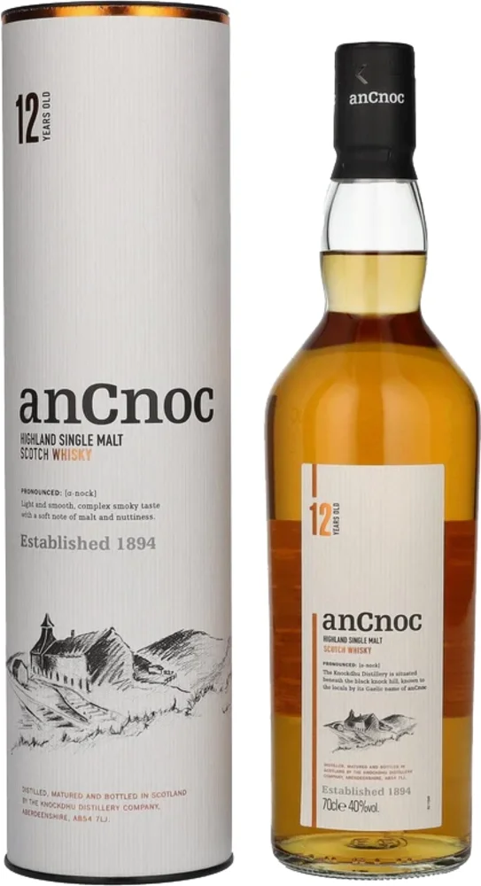 Škotski viski AnCnoc 12 Years Old Highland Single Malt + GB 0,7 l