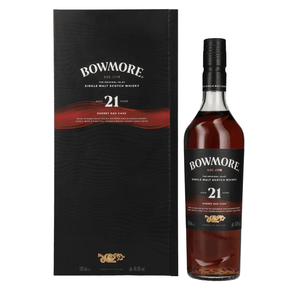 Škotski viski Bowmore 21 Years Old Sherry Oak Cask Islay Single Malt + GB 0,7 l