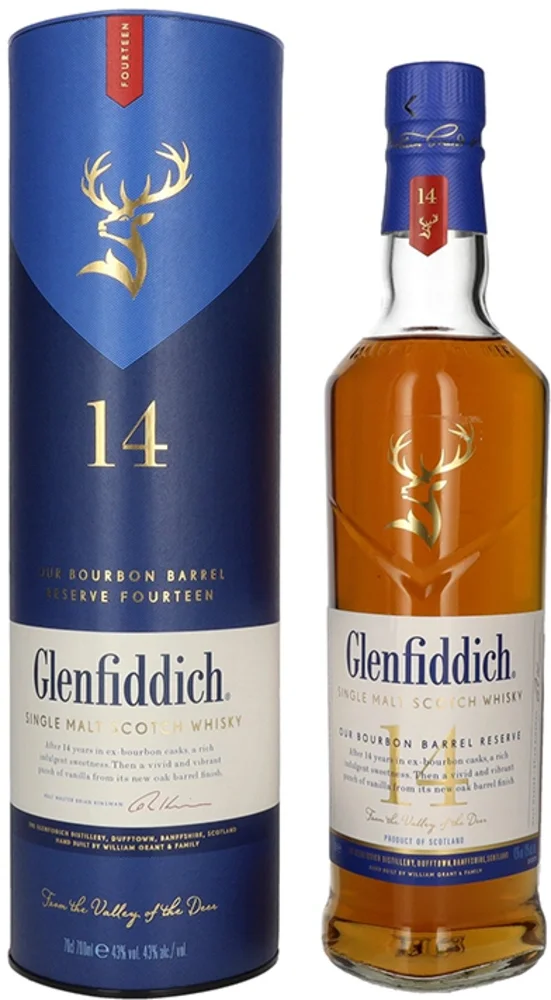 Škotski viski Glenfiddich 14 yo BOURBON BARREL RESERVE + GB 0,7 l