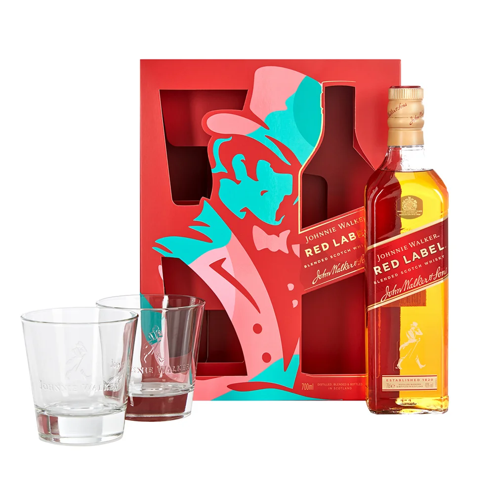 Škotski viski Johnnie Walker Red Label Whisky + 2 čaše + GB 0,7 l