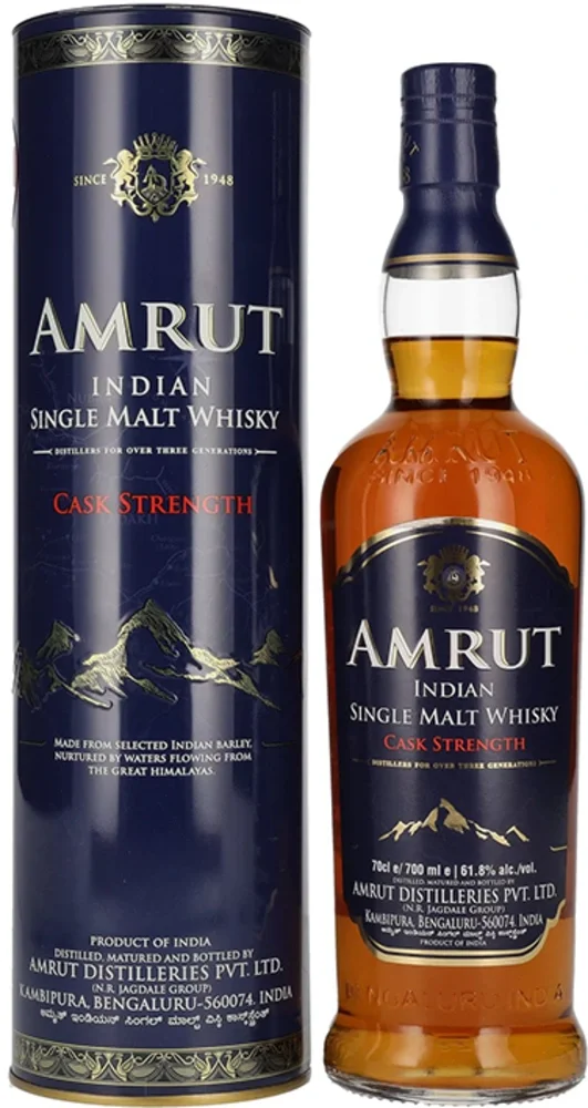 Indijski viski Amrut Cask Strenght poklon kutija 0,7 L