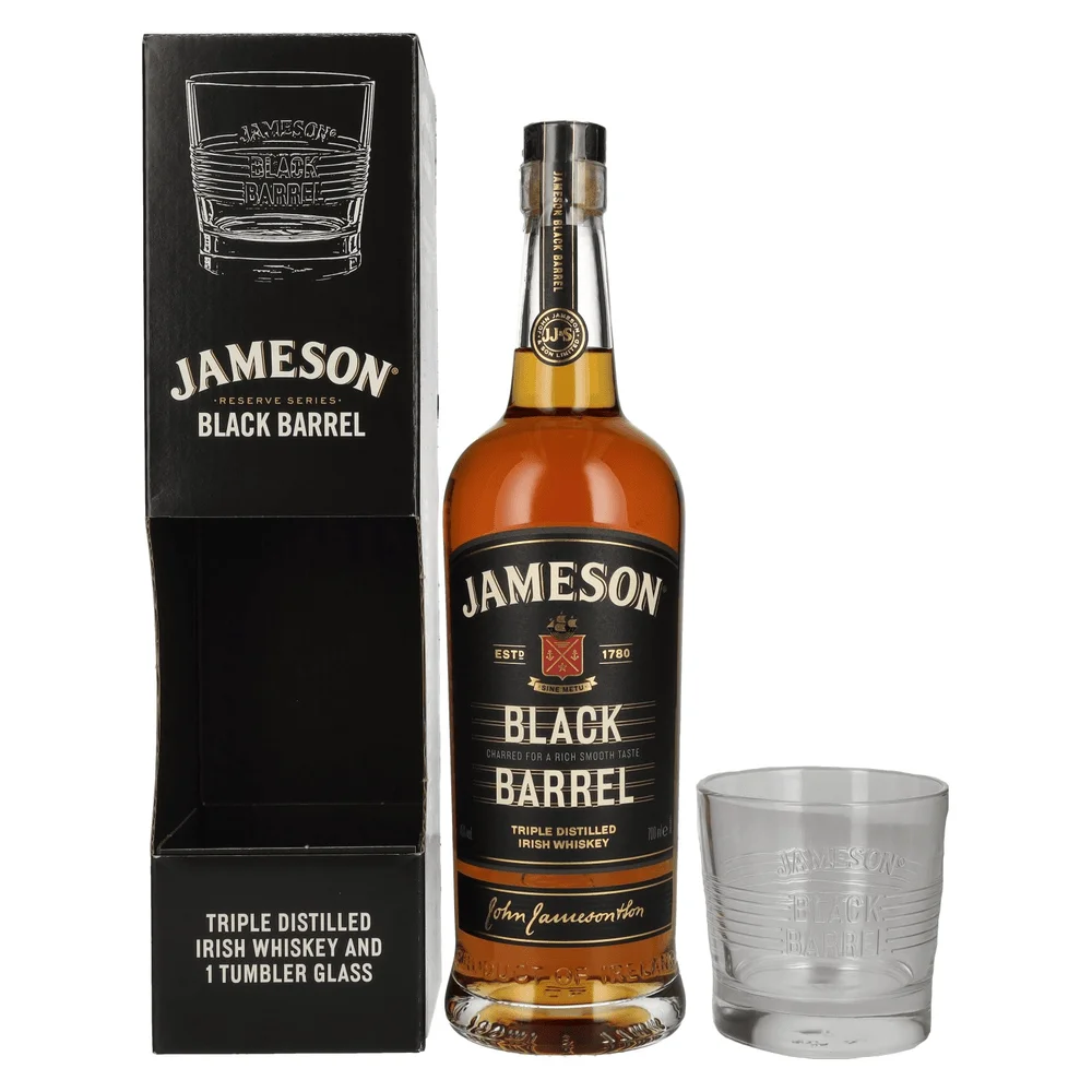 Irski viski Black Barrel Jameson + 1 čaša poklon kutija 0,7 L