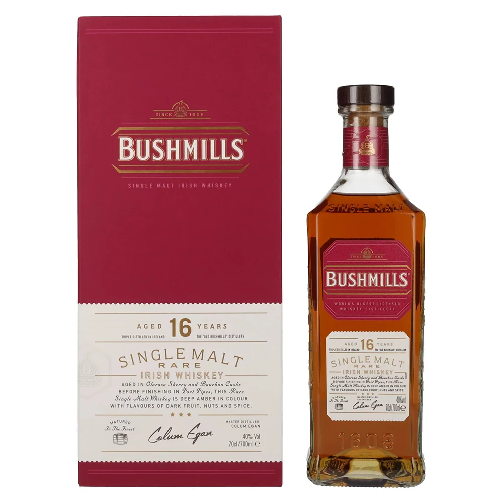 Irski viski Bushmills 16 Y poklon kutija 0,7 L