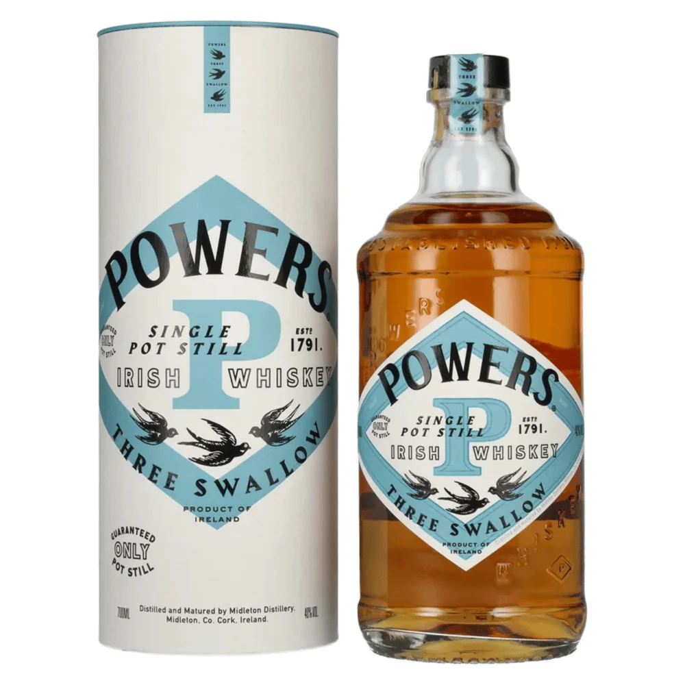 Irski viski Powers THREE SWALLOW Single Pot Still poklon kutija 0,7 L