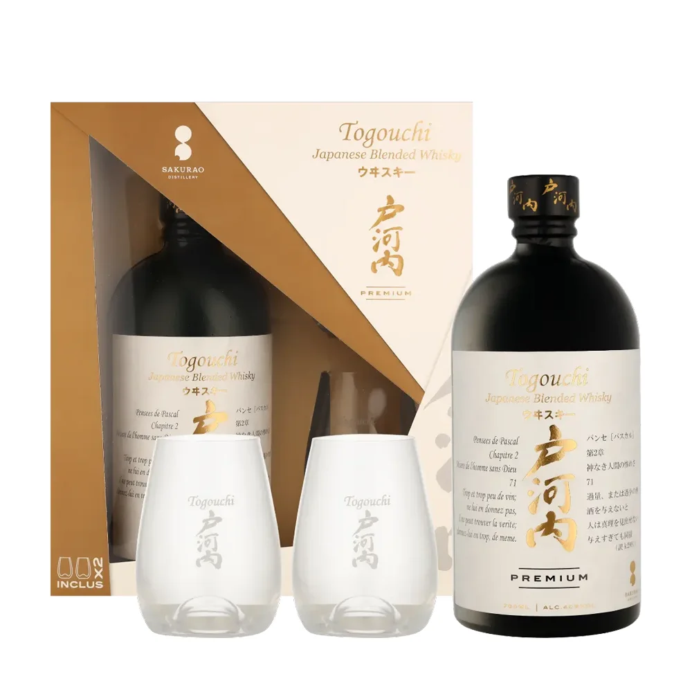 Japanski viski Premium Blended Togouchi + 2 čaše poklon kutija 0,7 L