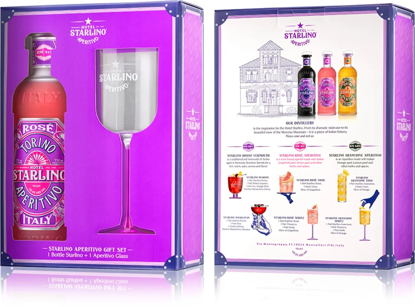 Liker Aperitivo Rose Hotel Starlino + čaša poklon kutija 0,7 L