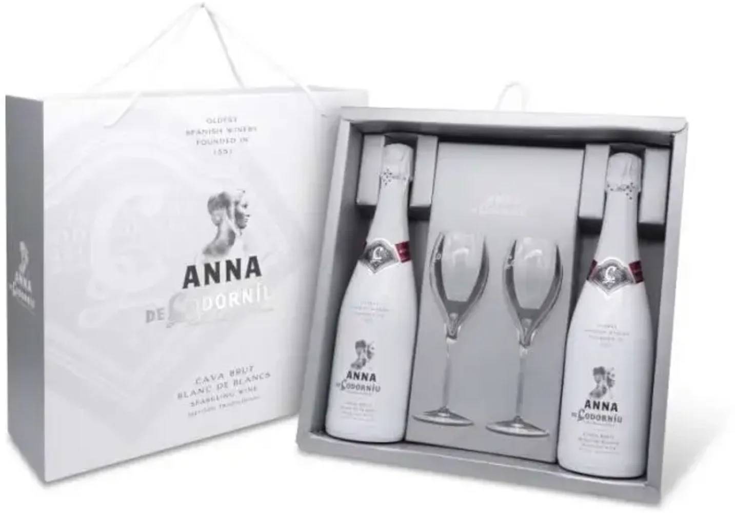 Pjenušac Codorniu 2x Cava Anna + 2 čaše poklon kutija 0,75 L