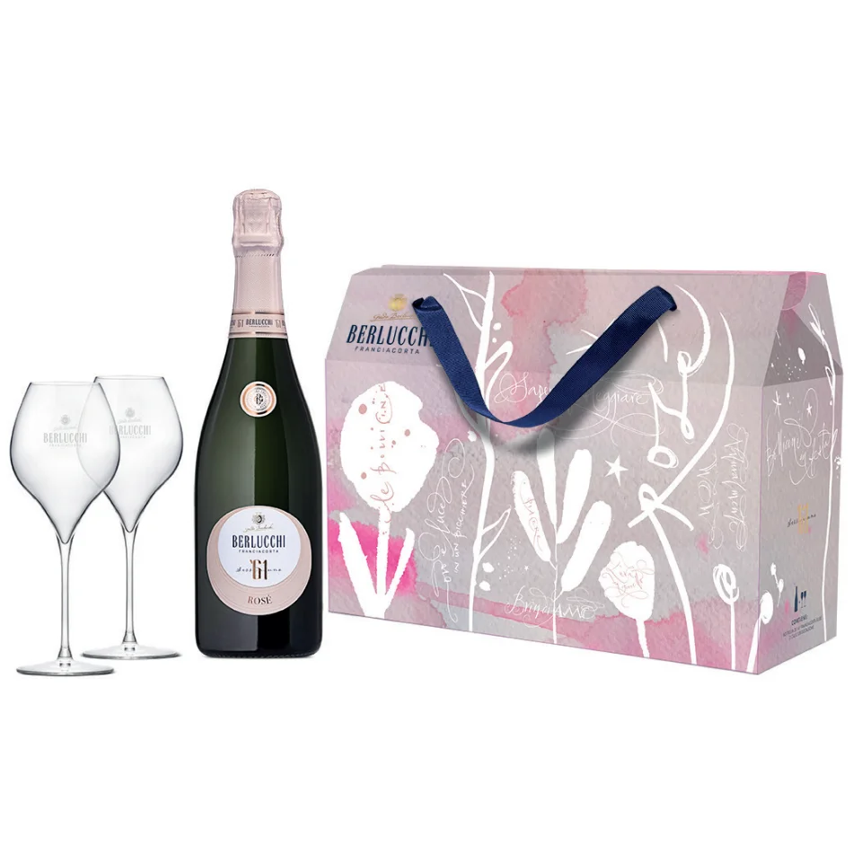 Pjenušac Berlucchi Franciacorta 61 Rose Tote Bag + 2 čaši 0,75 L