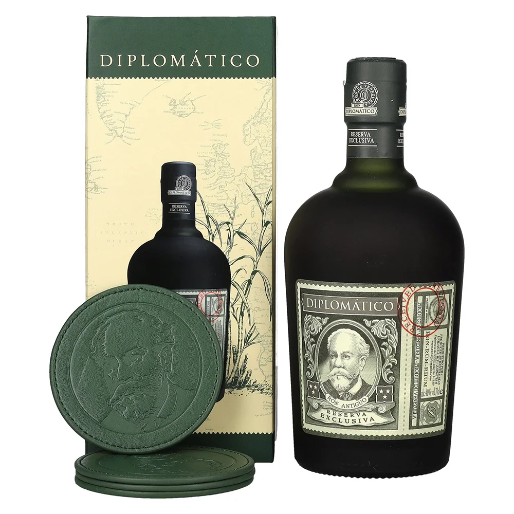 Rum Diplomatico Reserva Exclusiva + 4 Coaster poklon kutija 0,7 L
