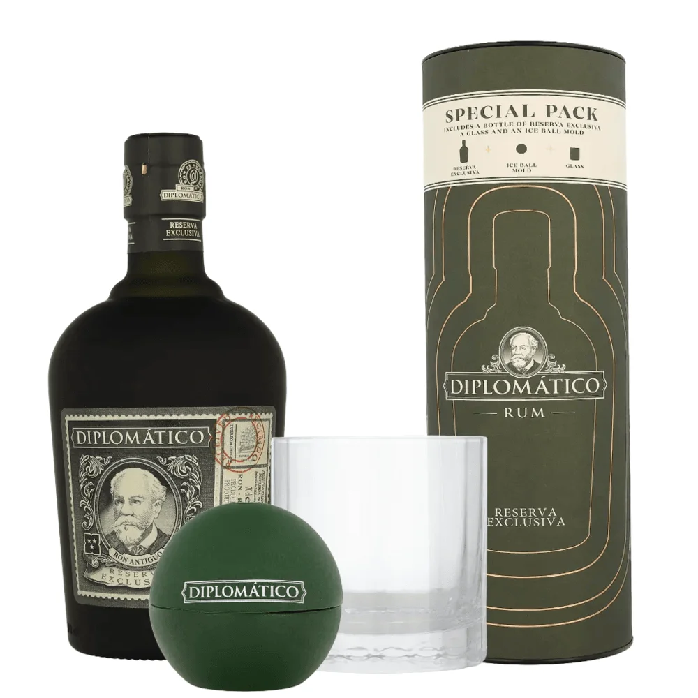 Rum Diplomatico Reserva Exclusiva + Ice Ball Mold + Čašapoklon kutija 0,7 L