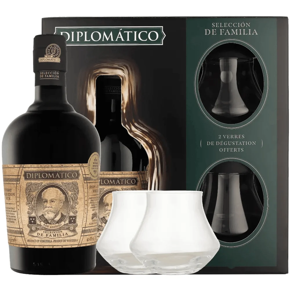 Rum Diplomatico Seleccion de Familia + 2 čaše poklon kutija 0,7 L