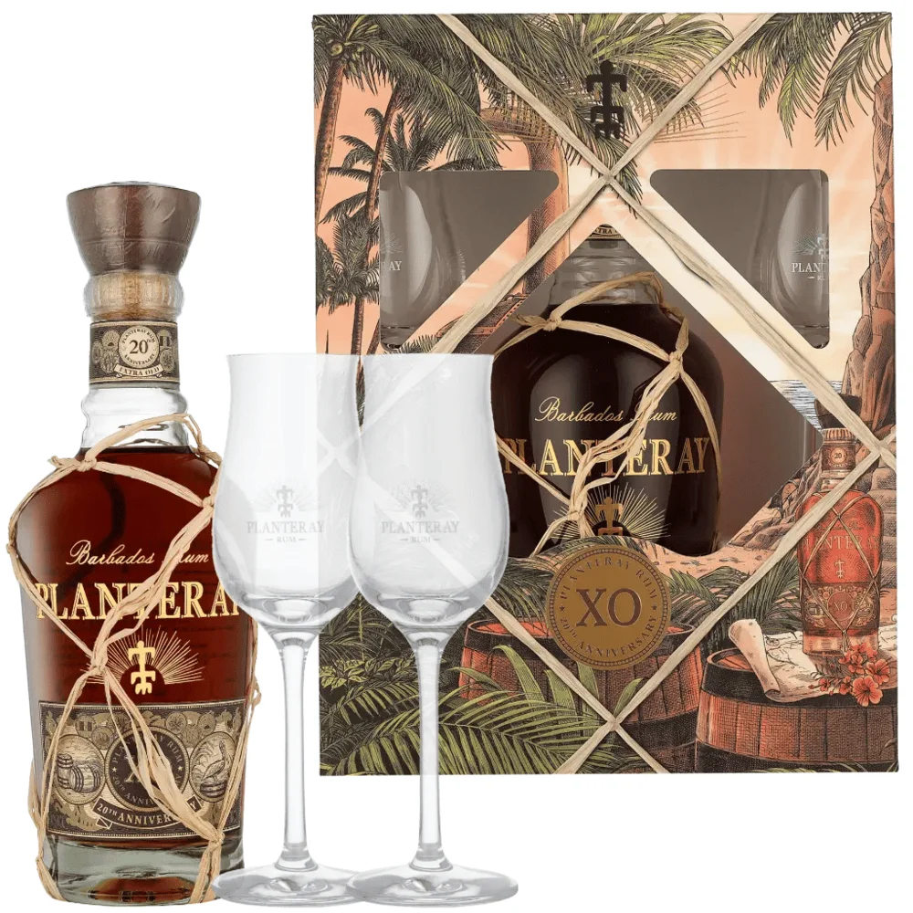 Rum Planteray XO 20Th Anniversary + 2 čaše poklon kutija 0,7 L