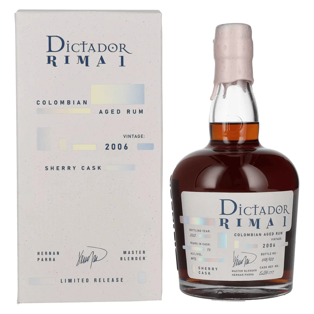 Rum RIMA 1 16 Years Old SHERRY Cask Vintage 2006 Dictador poklon kutija 0,7 L