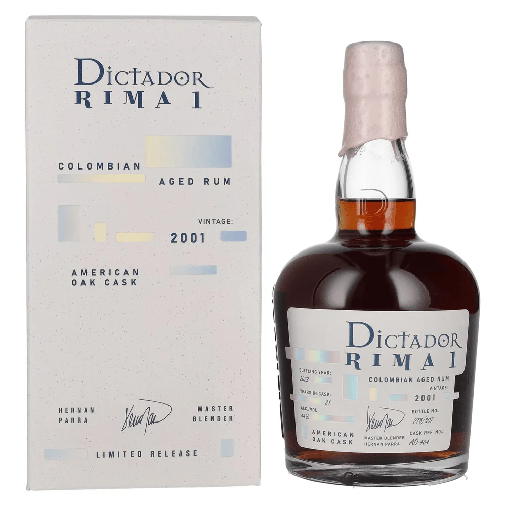 Rum RIMA 1 21 Years Old AMERICAN OAK Cask Vintage 2001 Dictador poklon kutija 0,7 L