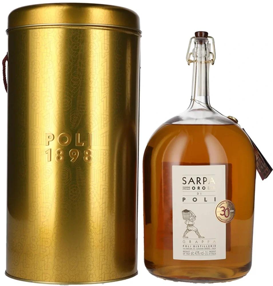 Voćna rakija Poli Grappa Sarpa Oro di Poli poklon kutija 3 L