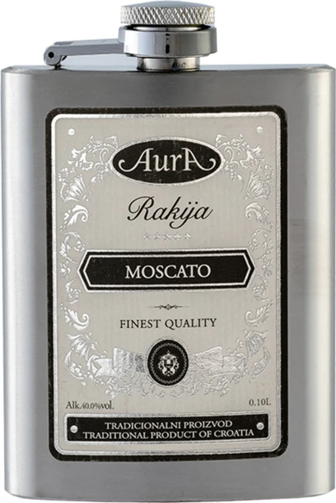 Voćna rakija Rakija Moscato Aura + flaška poklon kutija 0,1 L