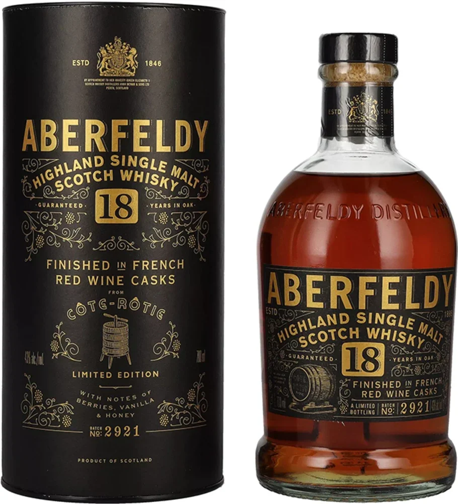 Škotski viski Aberfeldy 18 YO Red Wine Casks COTE ROTIE poklon kutija 0,7 L