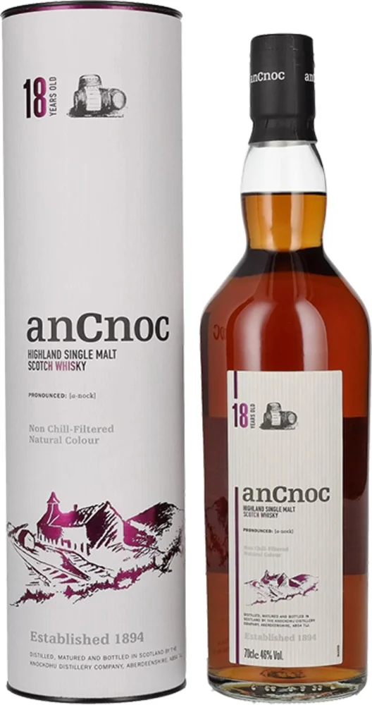 Škotski viski AnCnoc 18 Years Old Highland Single Malt poklon kutija 0,7 L