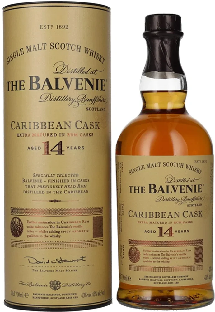 Škotski viski Balvenie 14yo Caribbean Cask Finish poklon kutija 0,7 L