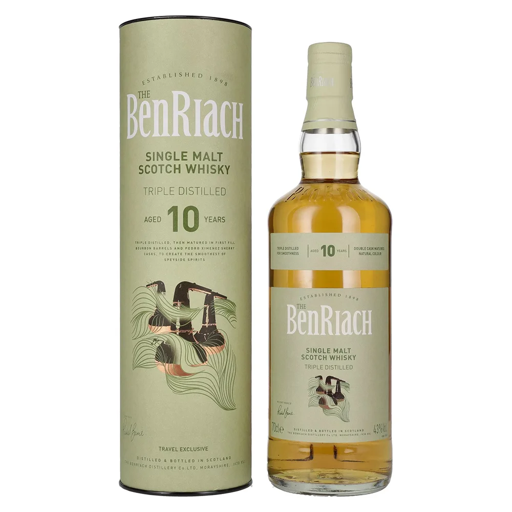 Škotski viski BenRiach 10Y Triple Distilled Double Matured poklon kutija 0,7 L