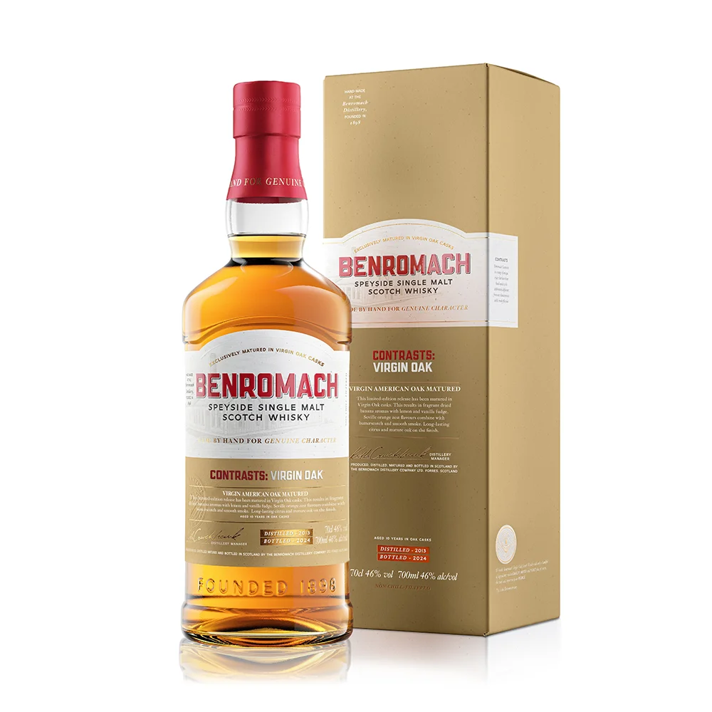 Škotski viski Benromach Virgin oak cask Single Malt poklon kutija 0,7 L