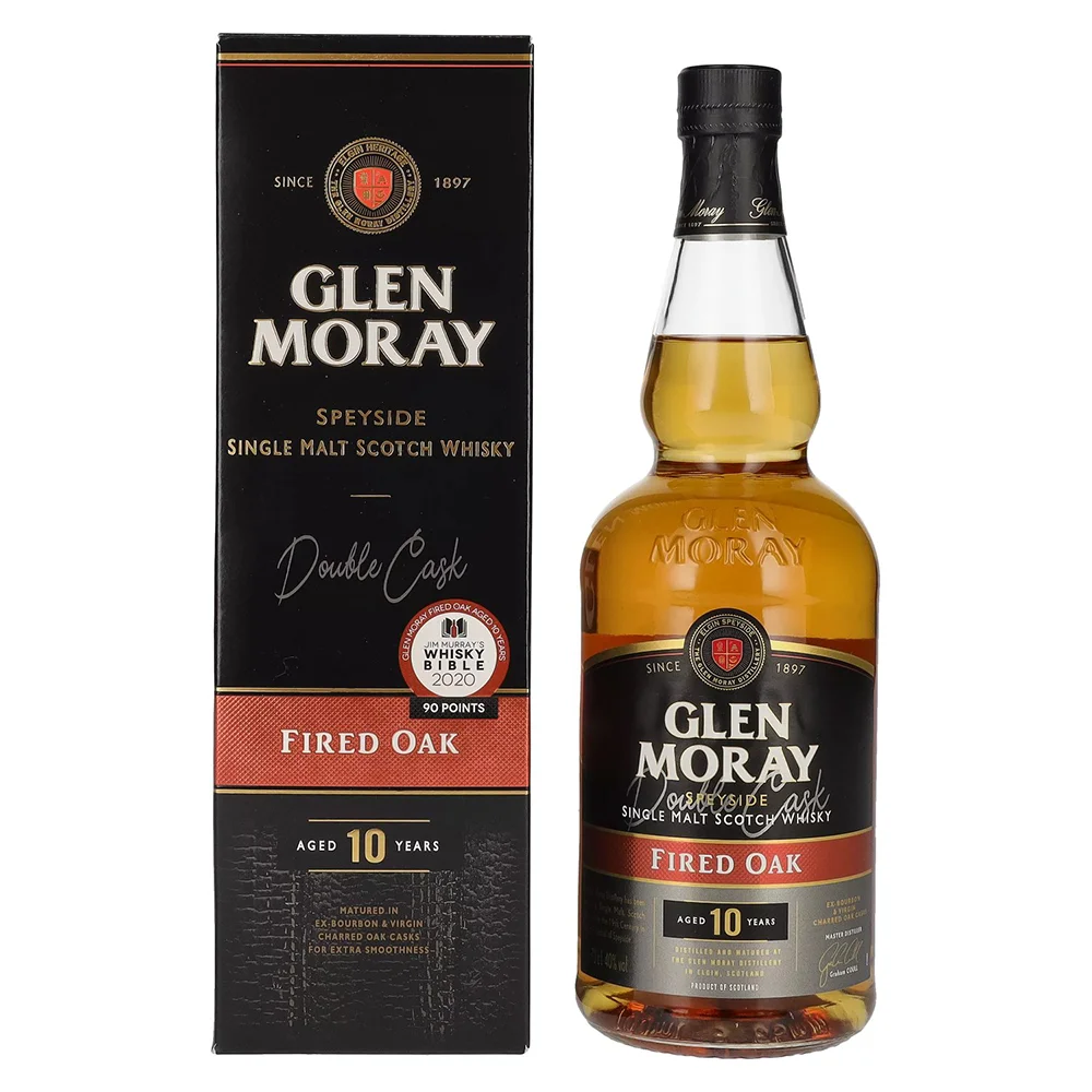 Škotski viski Glen Moray 10 Year Old Fired Oak Single Malt poklon kutija 0,7 L