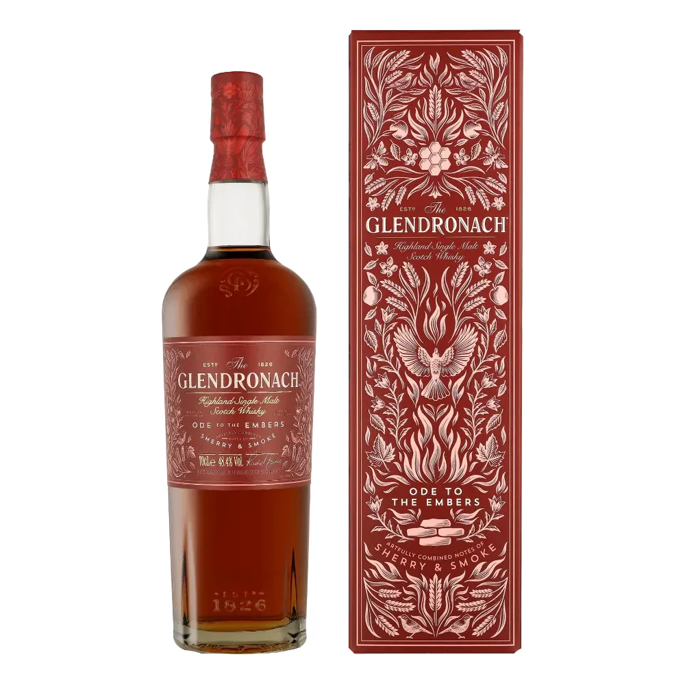 Škotski viski Glendronach ODE TO THE EMBERS Highland Single Malt poklon kutija 0,7 L
