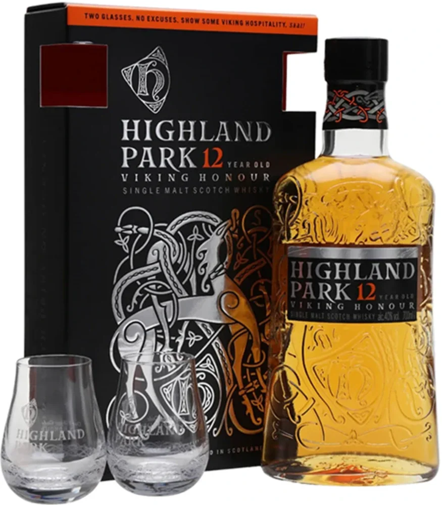 Škotski viski Highland Park 12 + 2 čaše poklon kutija 0,7 L