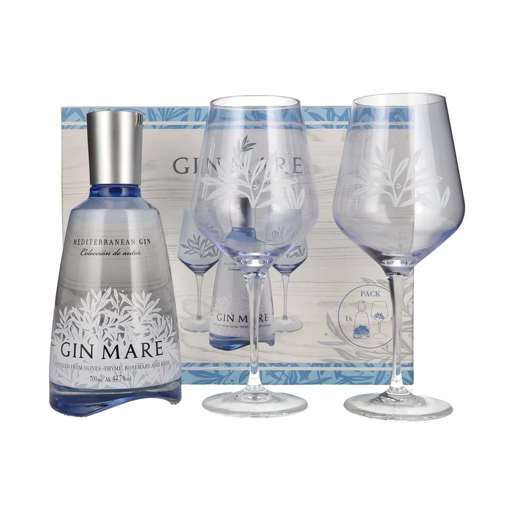 Gin Mare + 2 čaši poklon kutija 0,7 L