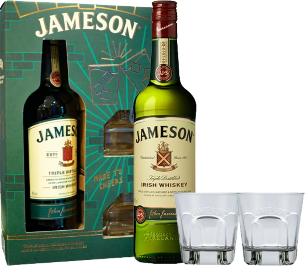 [DX6825] Irski viski Jameson + 2 čaše 0,7 L