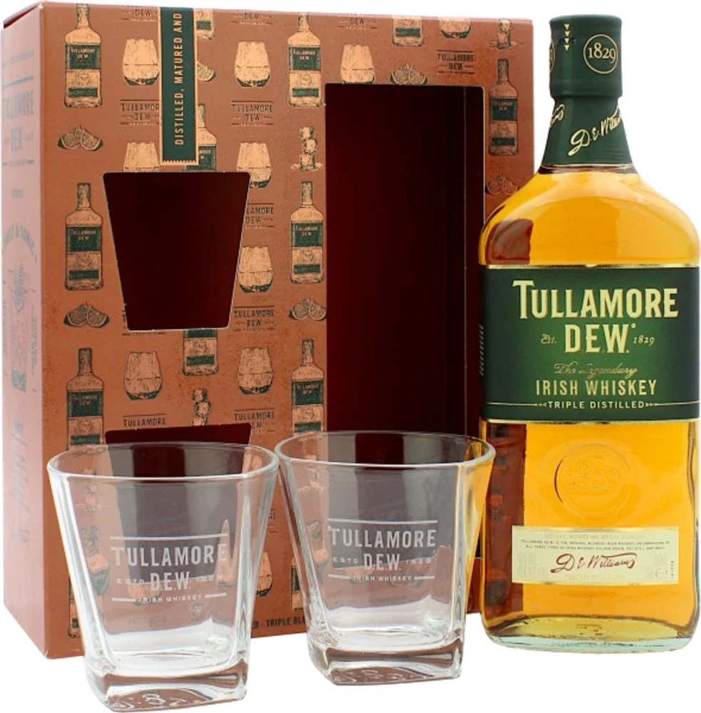 [DX1609] Irski viski Tullamore Dew + 2 čaše poklon kutija 0,7 L
