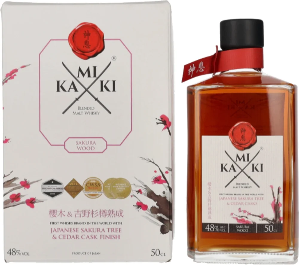[DX7378] Japanski viski KAMIKI Blended Malt Whisky Sakura Cask Finish poklon kutija 0,5 L