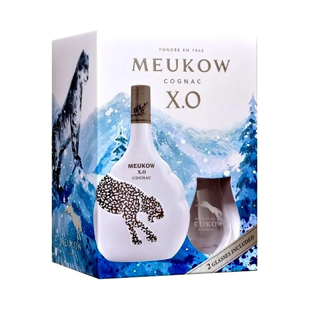 [DX8107] Konjak Meukow XO Ice Panther + 2 čaše poklon kutija 0,7 L