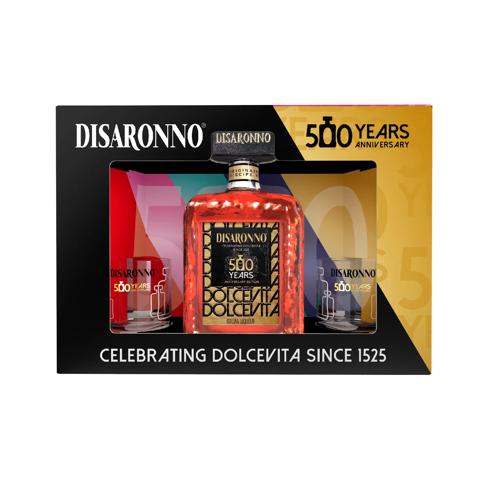 [DX772] Liker Originale 500y Anniversary Disaronno + 2 čaše 0,7 L