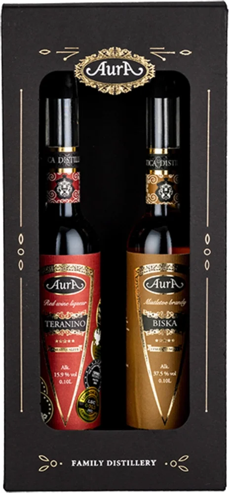[DX5615] Poklon paket Box Rakija (Biska, Teranino) Aura poklon kutija 2 x 0,1 L
