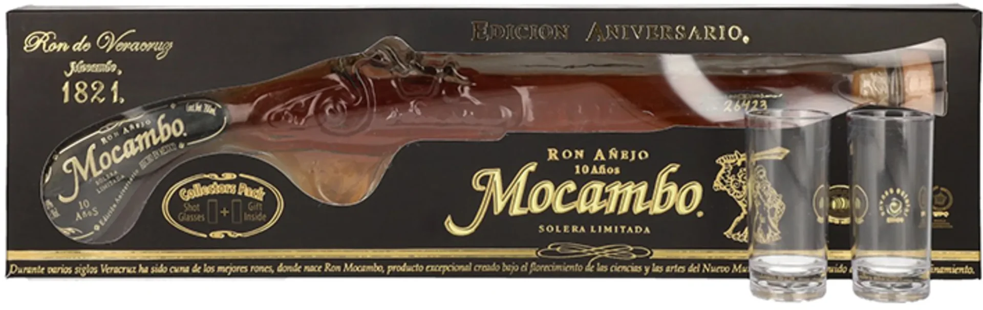 [DX7309] Rum 10y Solera Anniversario Buccaneer Pistol + 2 čaše poklon kutija 0,2 L