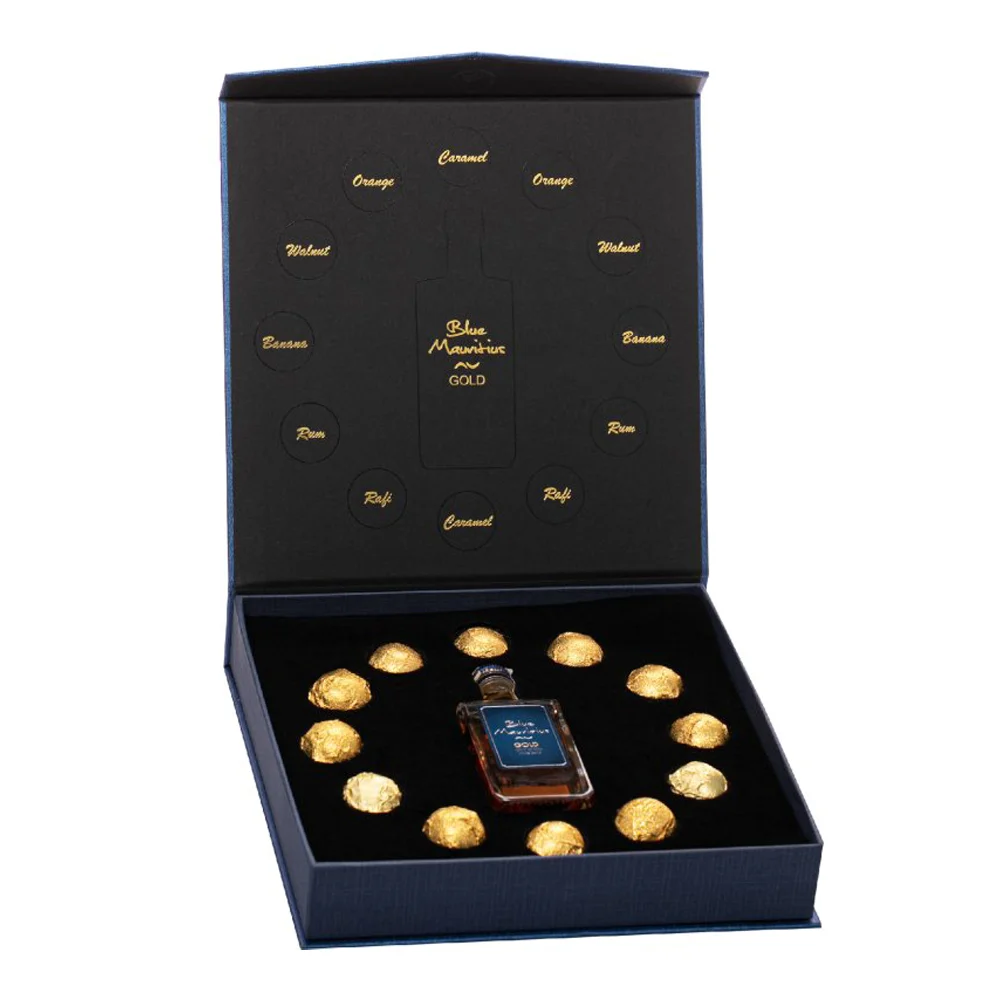 [DX2241] Rum Blue Mauritius GOLD SET PRALINES poklon kutija 0,05 L