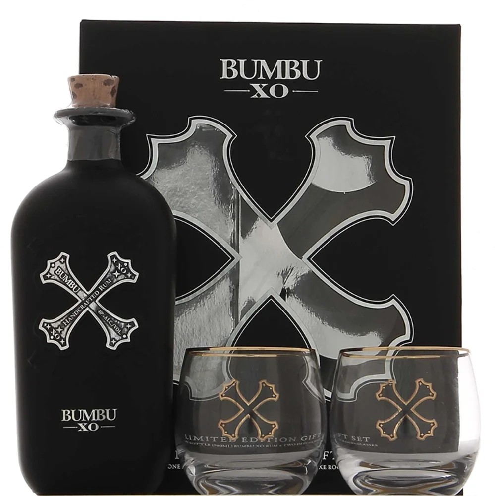 [DX8627] Rum Bumbu XO + 2 Čaše poklon kutija 0,7 L