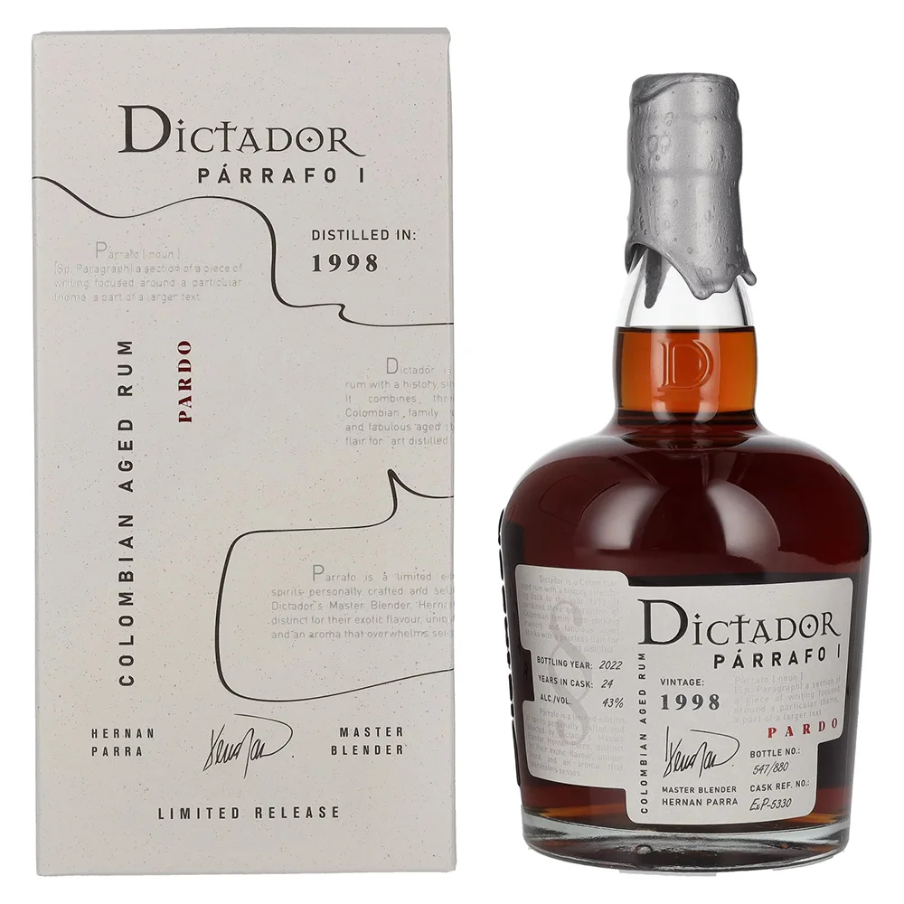 [DX7952] Rum PARRAFO I 24 Years Old PARDO Vintage 1998 Dictador poklon kutija 0,7 L