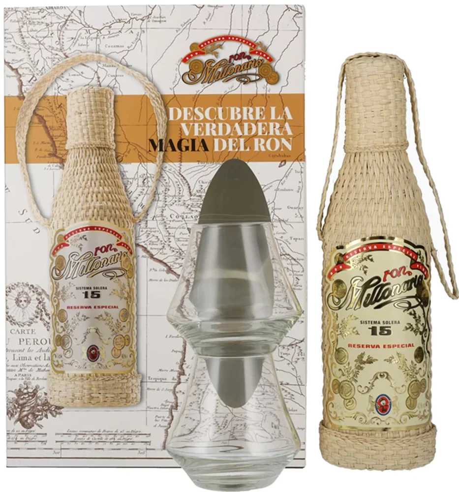 [DX1047] Rum Ron Millonario 15 Solera Reserva Especial + 2 čaše poklon kutija 0,7 L