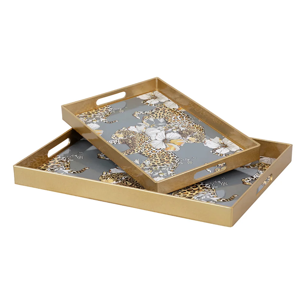 [DX1741] SET 2x Pladanj Leopard 48x35x4 + 40x26x4 cm