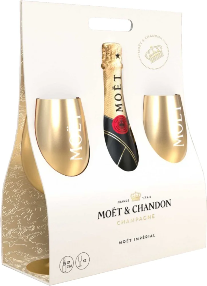 [DX5654] Champagne Brut Imperial Moët & Chandon + 2 Čaše Gold 0,75 L