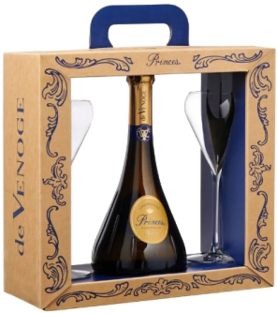 [DX7239] Champagne De Venoge Princes Blanc de blanc poklon kutija + 2 čaše 0,75 L