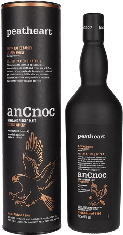 [DX3580] Škotski viski AnCnoc PeatHeart Heavily Peated Batch 3 poklon kutija 0,7 L