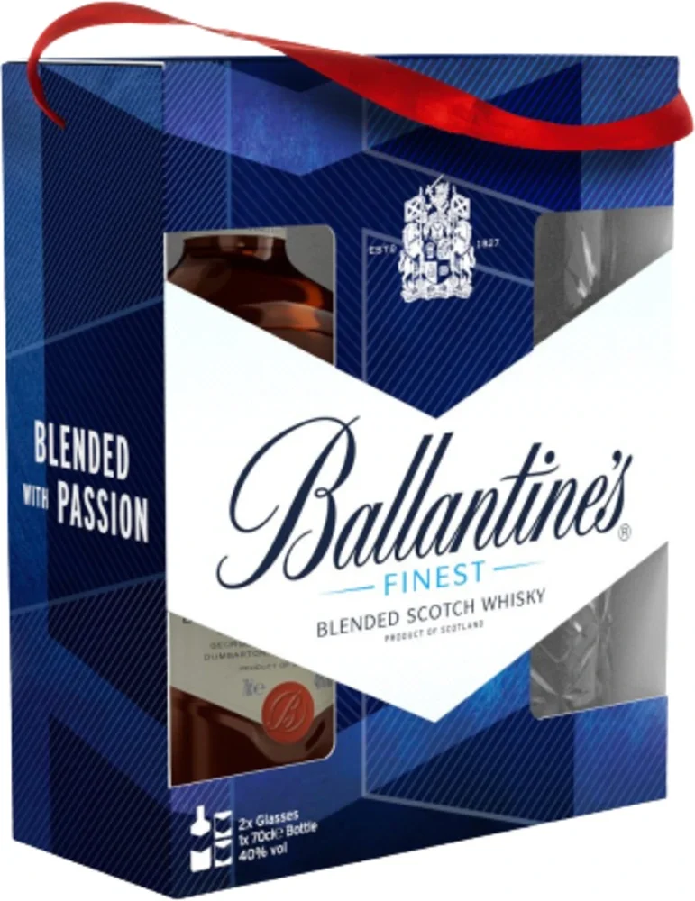 [DX1309] Škotski viski Ballantine's Finest + 2 čaše poklon kutija 0,7 L