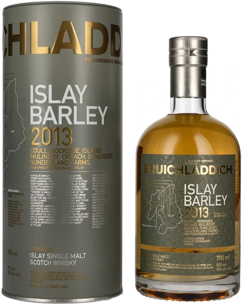 [DX3938] Škotski viski Bruichladdich ISLAY BARLEY Coull, Rockside, Island, Mulindry, Cruach, Dunlossit 2013 poklon kutija 0,7 L
