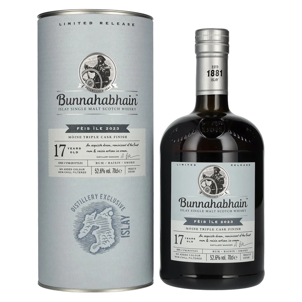 [DX1561] Škotski viski Bunnahabhain 17y Single Malt MOINE TRIPLE CASK Limited Release Feis Ile 2023 poklon kutija 0,7 L
