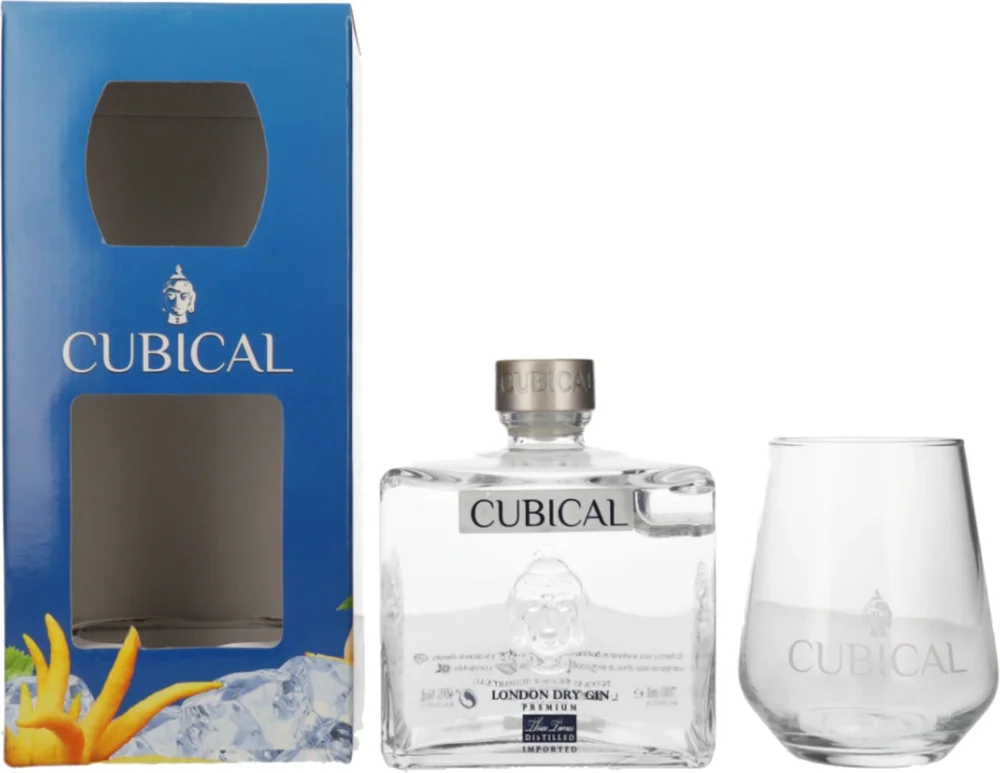 [DX1096] Gin Cubical Premium + čaša poklon kutija 0,7 L